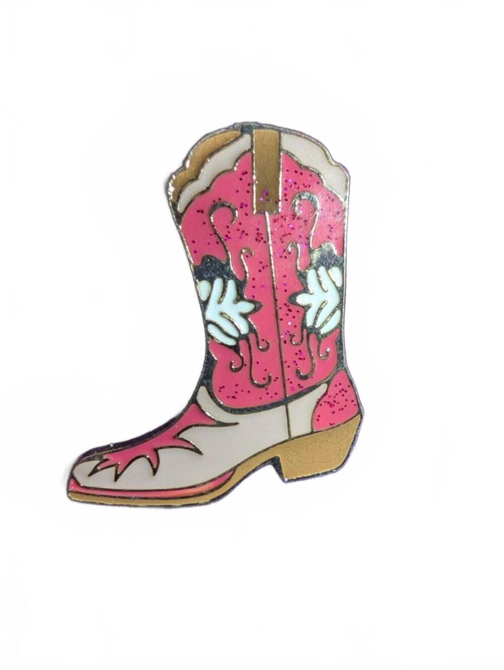 Pink Cowboy Boot Enamel Lapel Pin